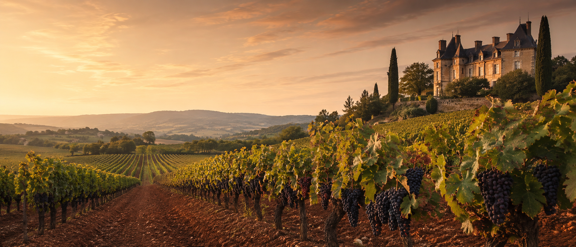 Vignoble français à l'heure dorée